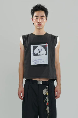 [MASONPRINCE] Graffiti Dog Print Washed Tee
