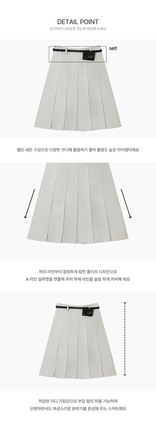 Pleated Midi Skirt - 3 colors