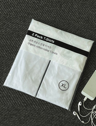 [2PACK] Pure Cotton Round Neck Short Sleeve T-shirt (4 colors, M~2XL)