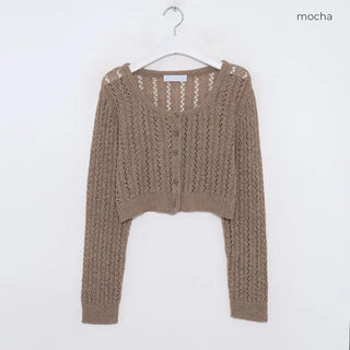 Cropped openwork cardigan