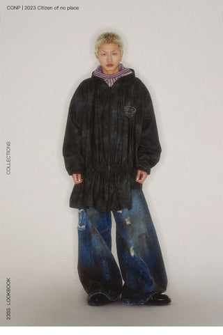 CONP Peplum Leather Jacket (Gray)