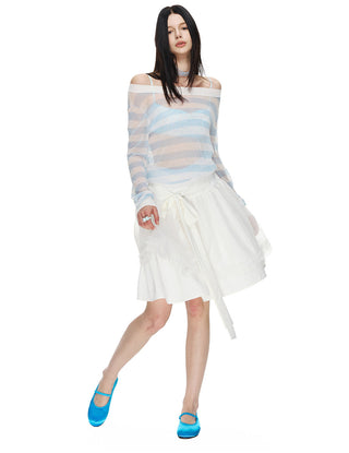 [NECY] Mimora Bow Tie Lace Midi Skirt