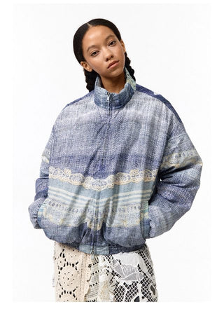 CONP Faux Lace Denim Quilted Jacket