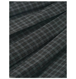 Belted wool check pattern pleated midi skirt (2 colors)