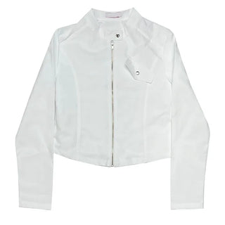 Cropped nylon biker jacket