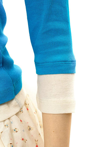 [Moromoro2] Layered Henley Top with Contrast  Trim