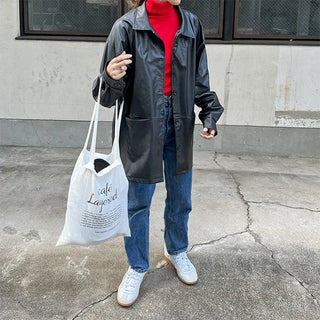 Long leather jacket