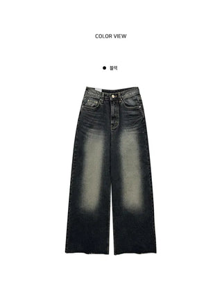 Spring new vintage maxi wide denim pants pt