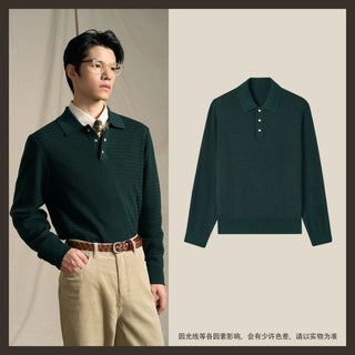 [CULTUM] Wool Blend Ivy Style Polo Knit Sweater