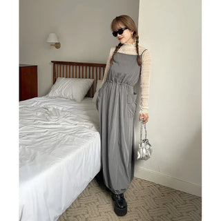 Shirred Long Camisole Dress