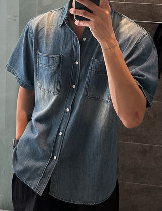 Western Denim Short Sleeve Shirt (2 colors)