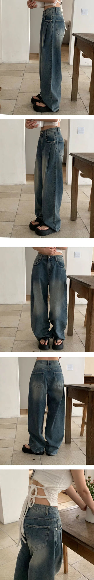 Vintage Weather Pintuck Faded Balloon Denim PT