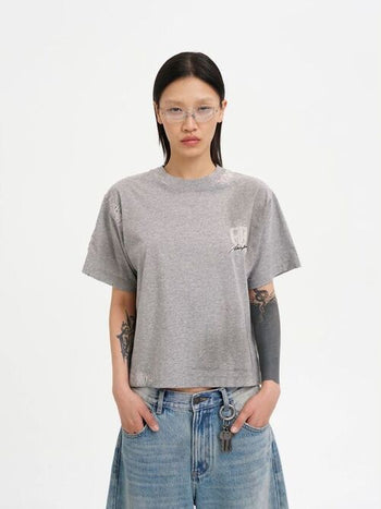 [MASONPRINCE] Distressed Patch Badge Cotton Top
