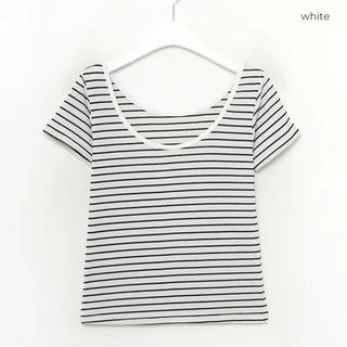 U-neck striped T-shirt