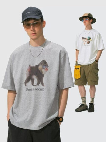 [Monterest] Ink Print Relaxed Fit Crewneck T-Shirt