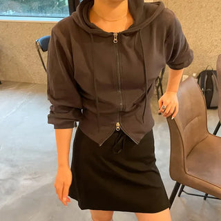 Cropped hoodie zip-up