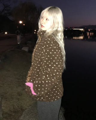 Dot fleece zip-up