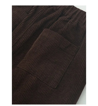 Corduroy pleated wide-leg pants
