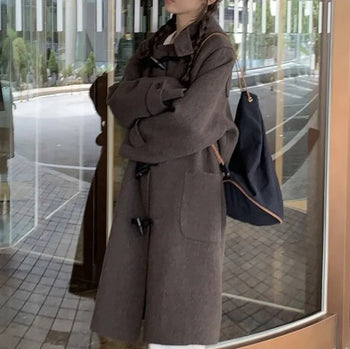 Boucle Duffle Wool Long Coat