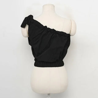 One-shoulder ribbon top