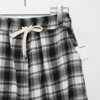 Checked wide easy pants