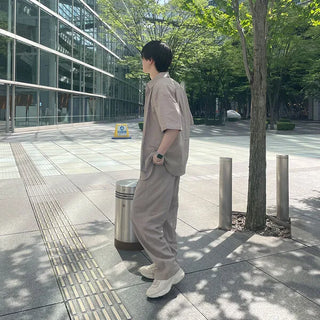 Linen basic short-sleeved shirt