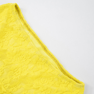 One shoulder lace irregular solid skirt set