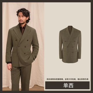 [CULTUM] Seersucker Double-Breasted Peak Lapel Suit