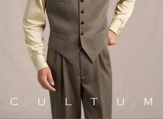 [CULTUM] 1930s Wool Blend Striped V-Neck Vest