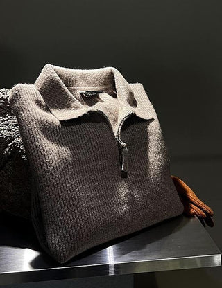 Room Hachi Zipper Cashmere Collar Knit (8 colors)