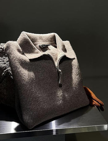 Room Hachi Zipper Cashmere Collar Knit (8 colors)