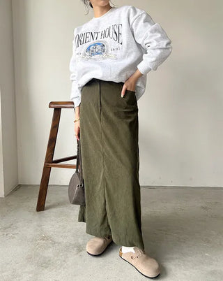 Corduroy A-line skirt