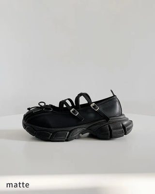 Platform Mary Jane Ribbon Platform Loafer Sneakers (2 colors)