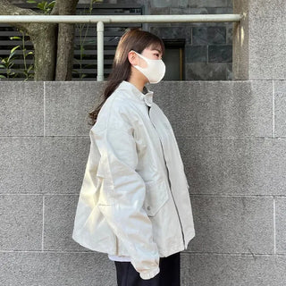Oversized cropped military jacket