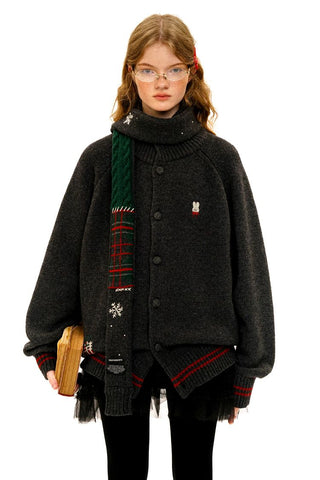 [Moromoro2] Rabbit Embroidered Contrast  Knit