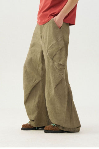 [Monterest] Washed Cotton Pleated Wide Leg Pants