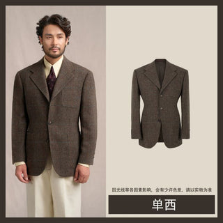 [CULTUM] 1930s Wool Herringbone Check Blazer