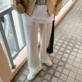 Pleated elastic waist chino pants