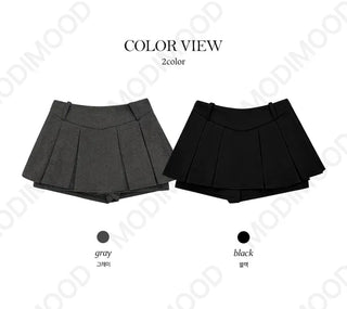 TOP Wool Pleated Skirt Pants - 2 colors