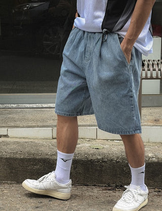 Camp Denim Elastic Waist Shorts (3 colors, L~XL)