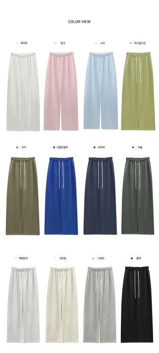 Semi-wide long training pants with added Fleece-lined in 12 colors