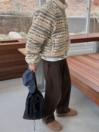 Allo One-Pleat Drawstring Fleece-Lined Training Pants