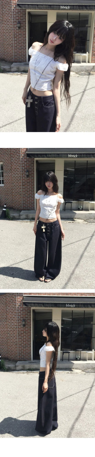 Punching Off Shirring Blouse - 2 colors