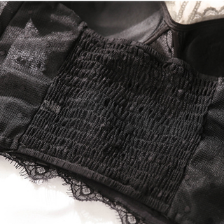 Halter metal chain glitter smocked lace hem top