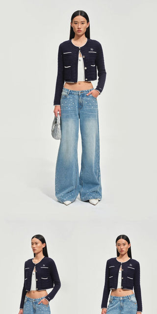 [NOTAWEAR] Cable Knit Cropped Cardigan