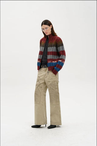 [MASONPRINCE] Fair Isle Cable Knit Wool Blend Cardigan