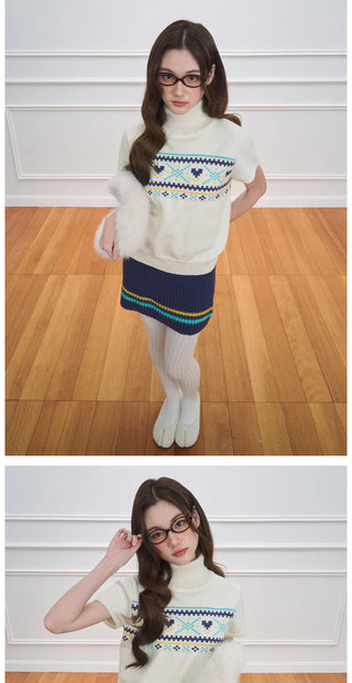 [NECY] Color Block Stripe Knit Skirt