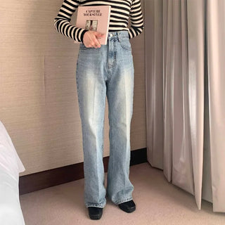 Washed denim pants