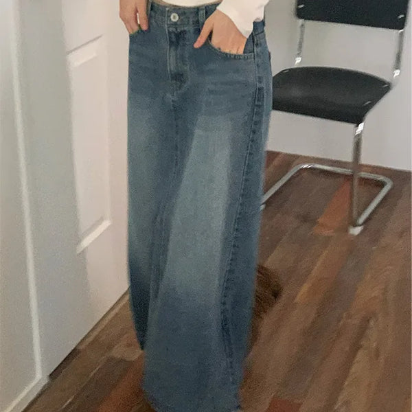 Denim long skirt