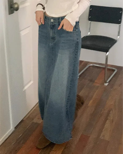 Denim long skirt